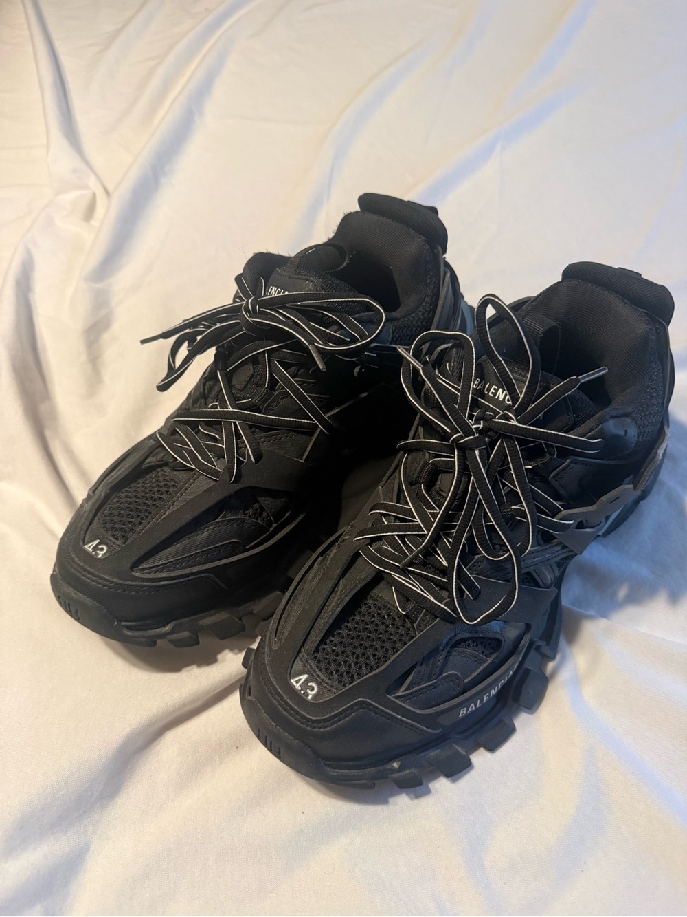 Balenciaga Black Men's Track-Style Lace-Up Sneakers